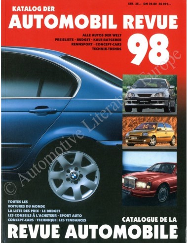 1998 AUTOMOBIL REVUE JAHRENKATALOG DEUTSCH FRANZÖSISCH