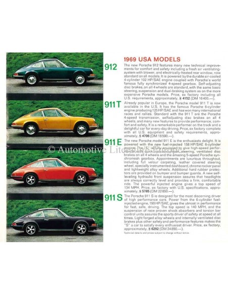 1969 PORSCHE TOURIST DELIVERY PROSPEKT ENGLISH