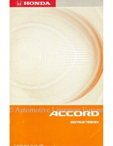 1989 HONDA ACCORD OWNER'S MANUAL HANDBOOK DUTCH