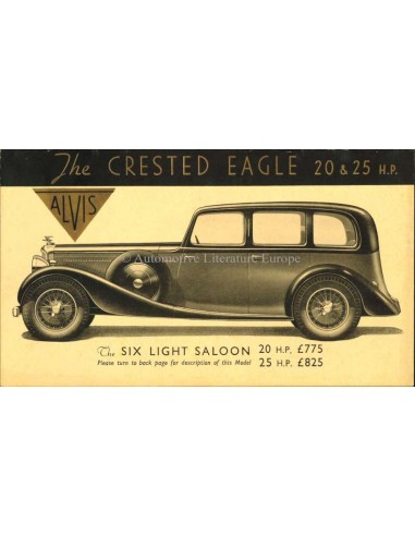 1937 ALVIS CRESTED EAGLE BROCHURE ENGELS