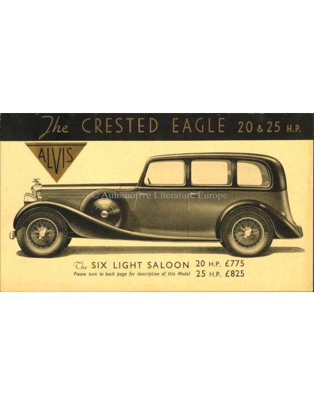 1937 ALVIS CRESTED EAGLE BROCHURE ENGLISH