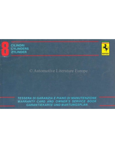 1984 Ferrari Mondial Cabriolet Warranty Card Owners Service Book