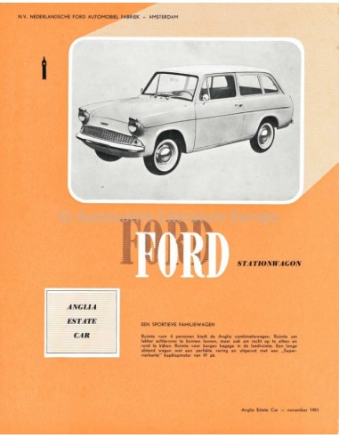 1961 FORD ANGLIA ESTATE DATENBLATT NIEDERLÄNDISCH