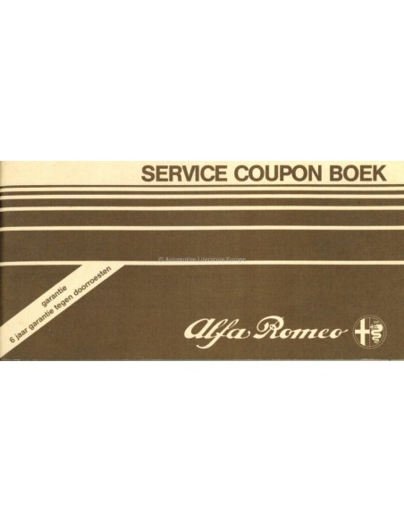 1983 ALFA ROMEO SERVICE COUPON BOOK DUTCH