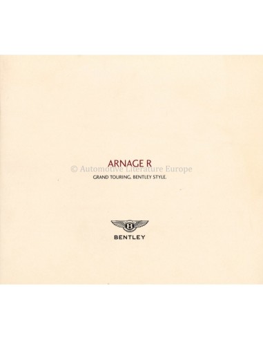 2002 BENTLEY ARNAGE R BROCHURE ENGELS