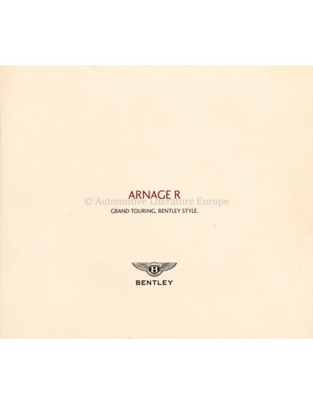 2002 BENTLEY ARNAGE R BROCHURE ENGELS