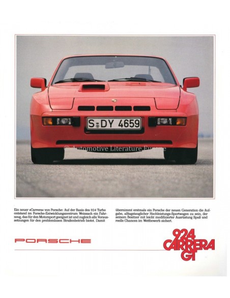 1981 PORSCHE 924 CARRERA GT BROCHURE DUITS