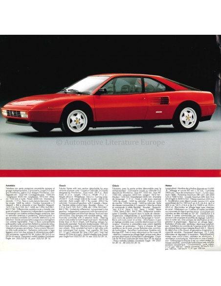 1989 FERRARI MONDIAL T BROCHURE PROSPEKT 562/89