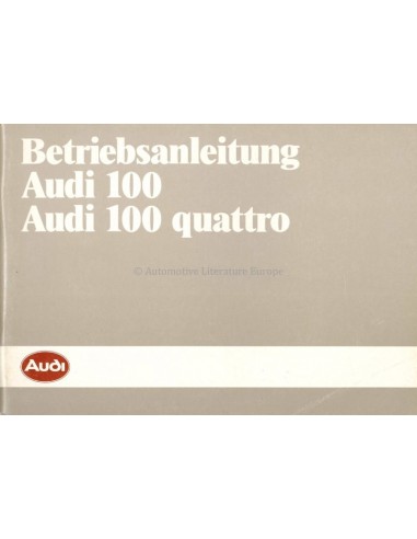 1986 AUDI 100 BETRIEBSANLEITUNG DEUTSCH