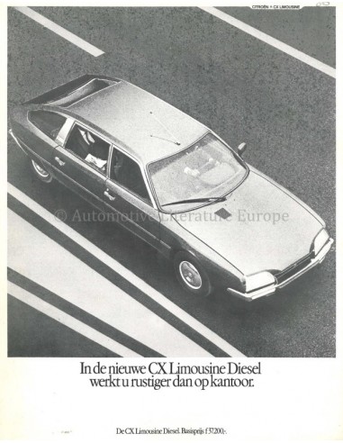 1980 CITROËN CX LIMOUSINE DIESEL DATENBLATT NIEDERLÄNDISCH