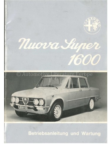 1977 ALFA ROMEO GIULIA NUOVA SUPER 1600 BETRIEBSANLEITUNG DEUTSCH