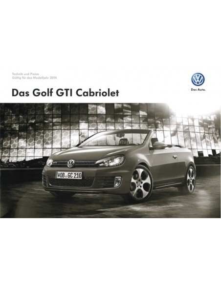 2013 VOLKSWAGEN GOLF GTI CABRIOLET BROCHURE DUITS