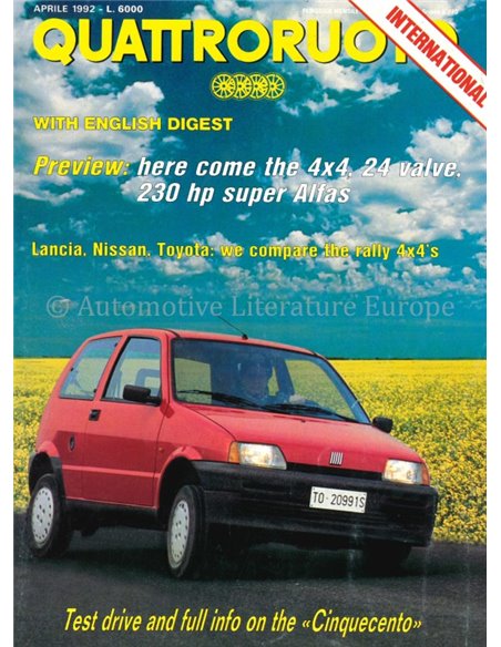 1992 QUATTRORUOTE MAGAZINE 438 ITALIAN