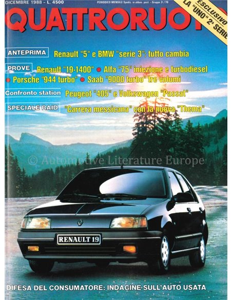 1988 QUATTRORUOTE MAGAZINE 398 ITALIAANS