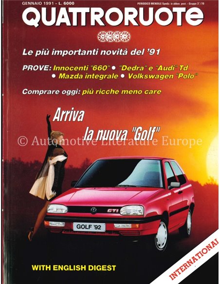 1991 QUATTRORUOTE MAGAZINE 423 ITALIAN