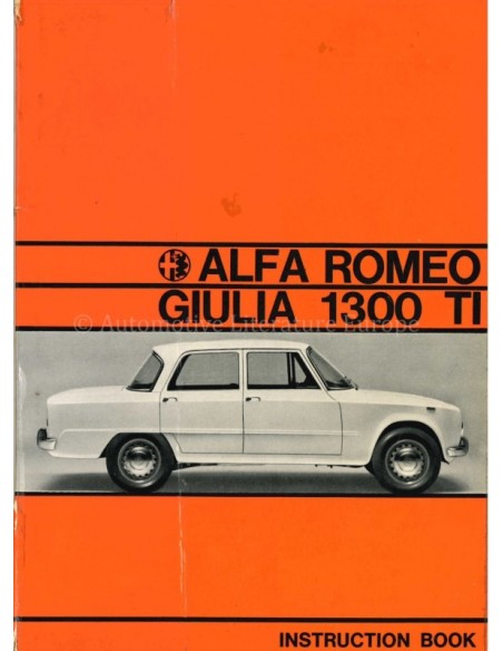 1967 ALFA ROMEO GIULIA 1300 INSTRUCTIEBOEKJE ENGELS