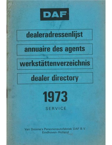 1973 DAF DEALERADRESSENLIJST NEDERLANDS