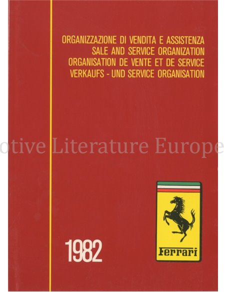 1982 FERRARI VERKOOP & SERIVCE ORGANISATIE INSTRUCTIEBOEKJE 232/82