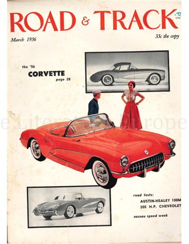 1956 ROAD AND TRACK MAGAZINE MAART ENGELS