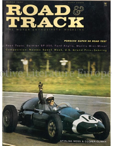 1960 ROAD AND TRACK MAGAZINE MAART ENGELS