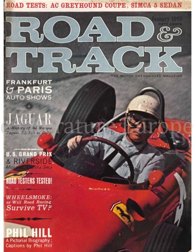 1962 ROAD AND TRACK MAGAZINE JANUAR ENGLISCH