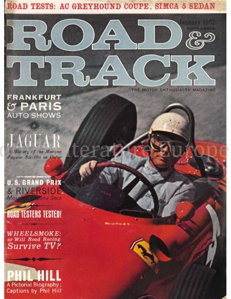 1962 ROAD AND TRACK MAGAZINE JANUAR ENGLISCH