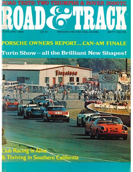 1969 ROAD AND TRACK MAGAZINE FEBRUAR ENGLISCH