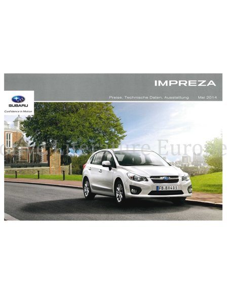 2014 SUBARU IMPREZA BROCHURE DUITS