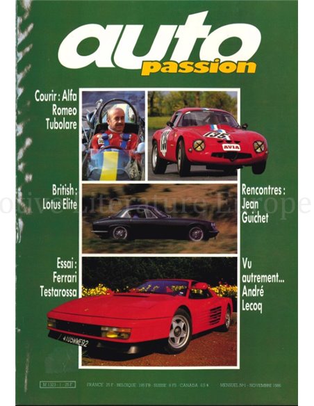 1986 AUTO PASSION MAGAZINE 1 FRENCH