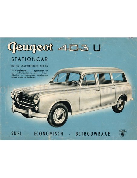 195? PEUGEOT 403 U PROSPEKT NIEDERLÄNDISCH