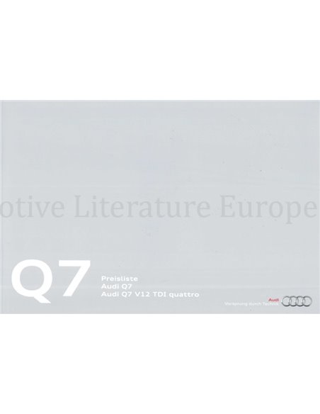 2009 AUDI Q7 BROCHURE DUITS