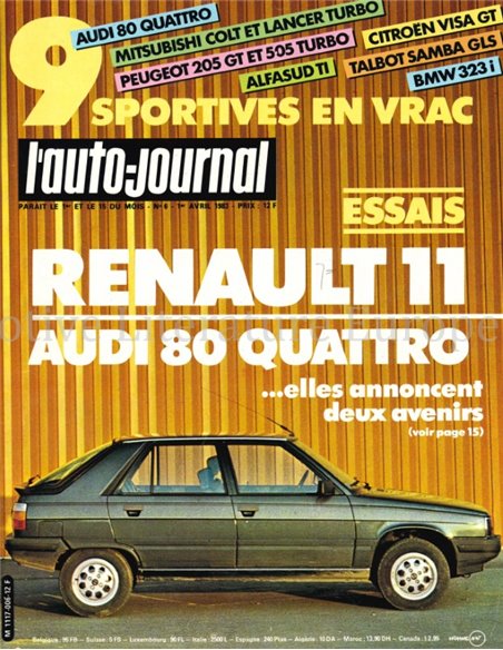 1983 L'AUTO-JOURNAL MAGAZINE 6 FRENCH