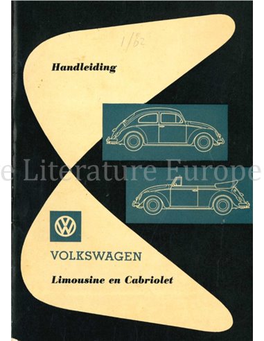 1962 VOLKSWAGEN KEVER 1200 INSTRUCTIEBOEK NEDERLANDS