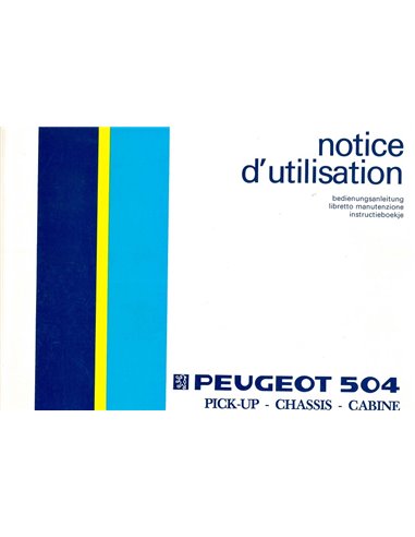 1991 PEUGEOT 504 PICK-UP OWNER'S MANUAL