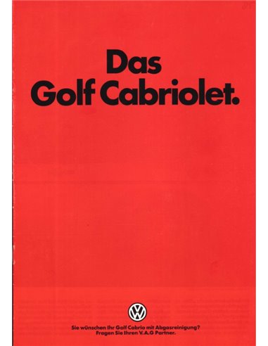 1985 VOLKSWAGEN GOLF CABRIOLET BROCHURE DUITS