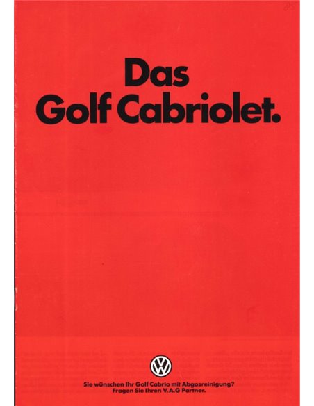 1985 VOLKSWAGEN GOLF CABRIOLET PROSPEKT DEUTSCH