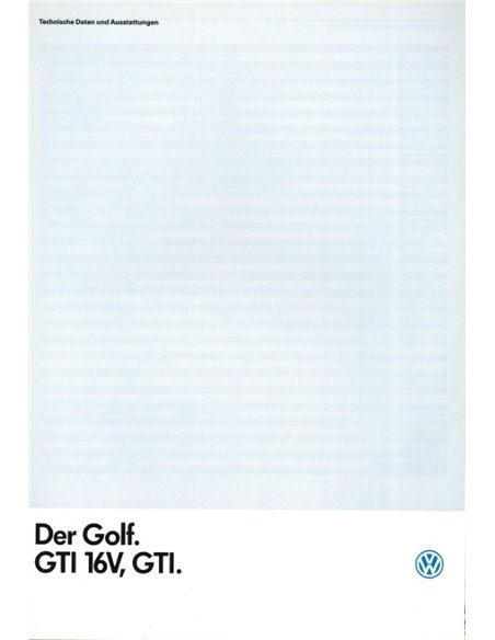 1987 VOLKSWAGEN GOLF GTI 16V BROCHURE GERMAN