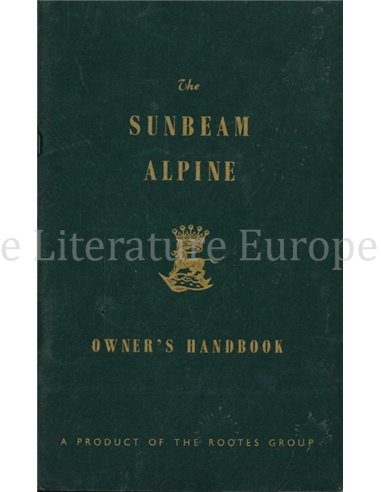 1959 SUNBEAM ALPINE SERIES I OWNER'S HANDBOOK ENGLISH