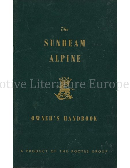 1959 SUNBEAM ALPINE SERIES I OWNER'S HANDBOOK ENGLISH