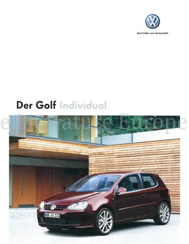 2006 VOLKSWAGEN GOLF INDIVIDUAL BROCHURE DUITS