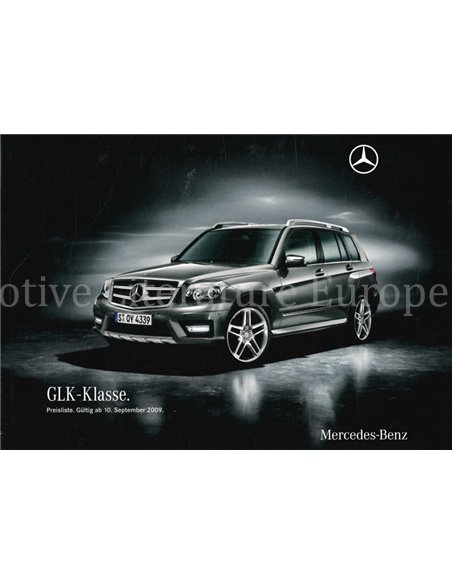 2009 MERCEDES BENZ GLK KLASSE BROCHURE DUITS