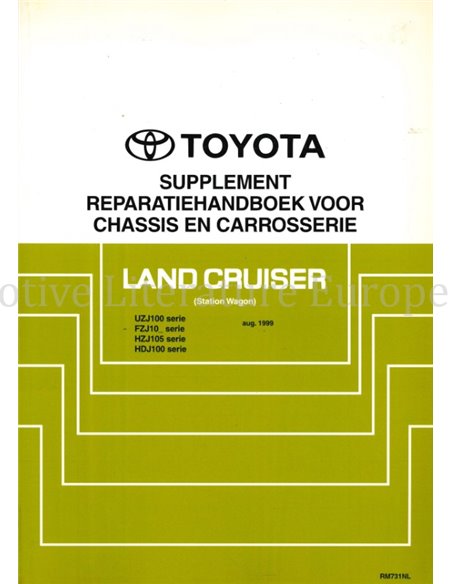 1999 TOYOTA LANDCRUISER CHASSIS & KAROSSERIE WERKSTATTHANDBUCH NIEDERLÄNDISCH