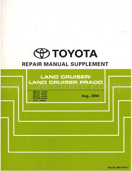 2004 TOYOTA LAND CRUISER / PRADO REPAIR MANUAL ENGLISH