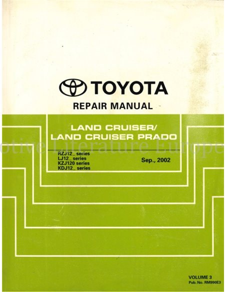 2002 TOYOTA LANDCRUISER | PRADO WERKSTATTHANDBUCH ENGLSICH