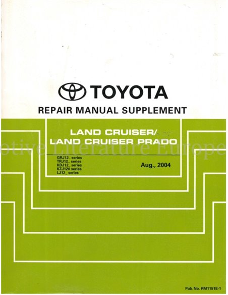 2005 TOYOTA LAND CRUISER | PRADO WORKSHOP MANUAL ENGLISH