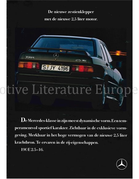 1988 MERCEDES BENZ 190E 2.5-16 BROCHURE DUTCH