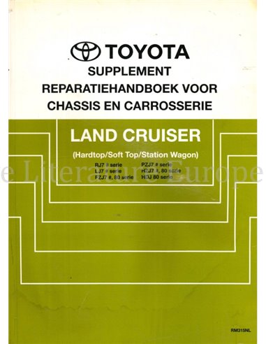 1993 TOYOTA LANDCRUISER FAHRWERK & KAROSSERIE (ZUSATZ) WERKSTATTHANDBUCH NIEDERLÄNDISCH