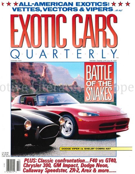 1990 ROAD AND TRACK EXOTIC CARS QUARTERLY VOL.1, NR.1, MAGAZIN ENGLISCH