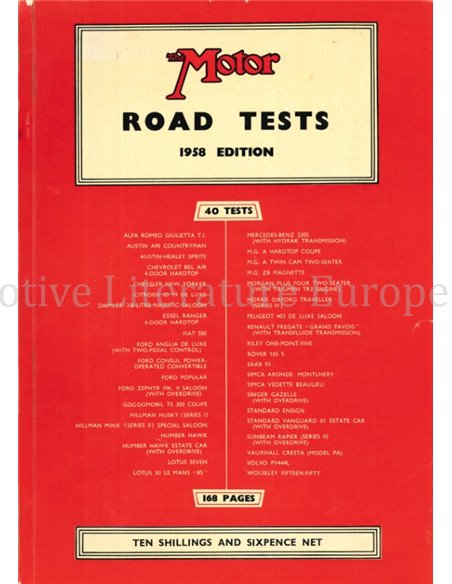 THE MOTOR, ROAD TESTS, 1958 EDITION