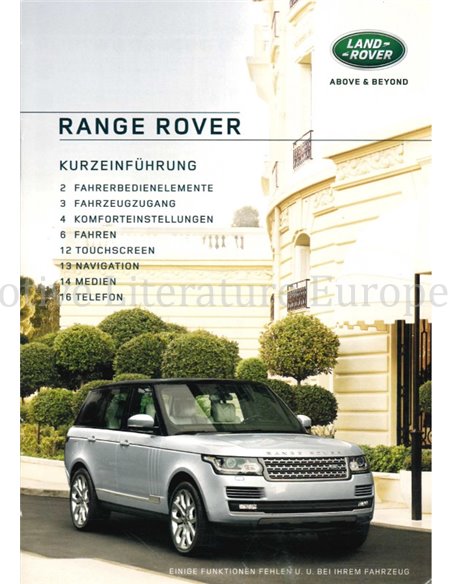 2016 RANGE ROVER BETRIEBSANLEITUNG DEUTSCH